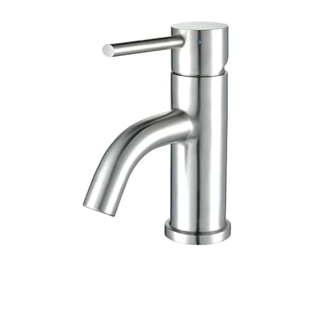 Whitehaus SS, Sgl Hole, Sgl Lever Lavatory Faucet W/ Matching Pop-Up Waste, SS WHS0111-SB-PSS
